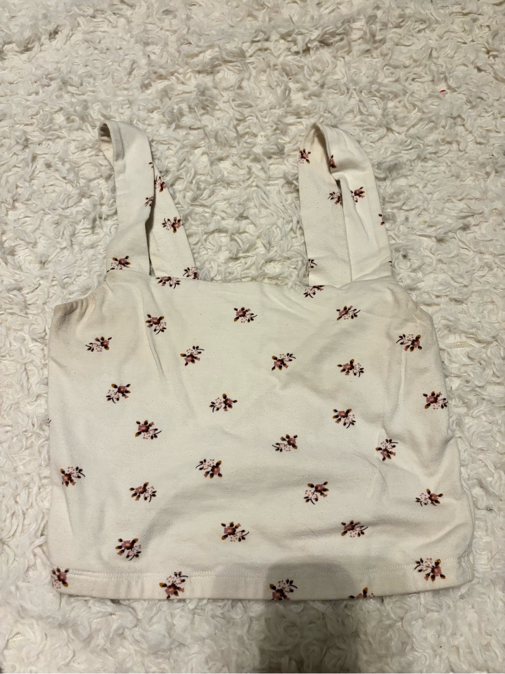 Aeropostale Cream Floral Square-Neck Crop Top